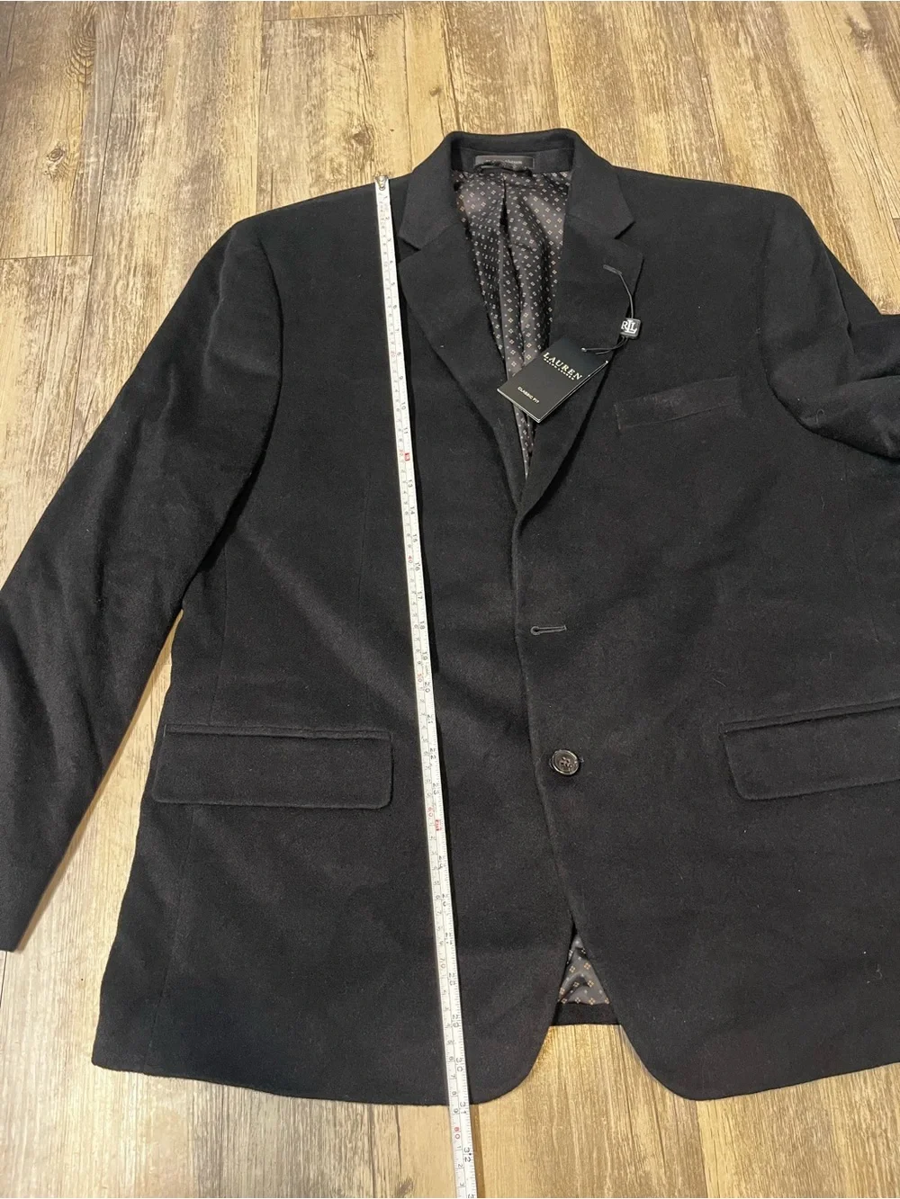 NWT Lauren Ralph Lauren Lacrosse Blazer Wool Cashmere Silk 46R Black